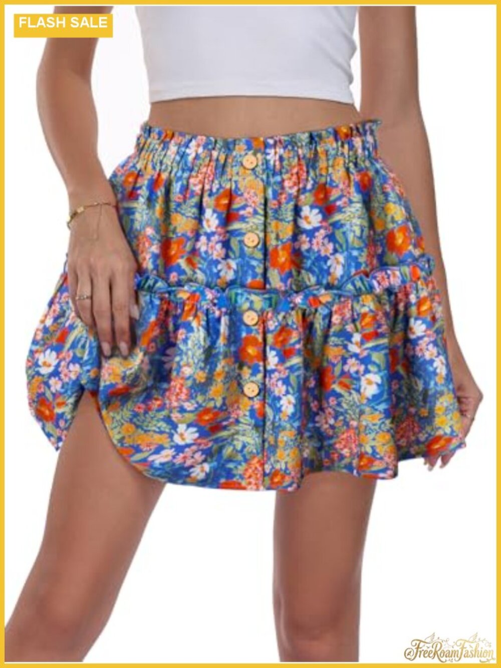 High Waisted Ruffle Skort with Built-in Shorts Flowy Mini Skirt for Casual